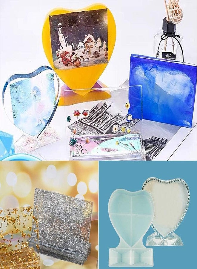 PEACORA Heart & Photo Frame Mould Combo - Large Resin Mold Silicone Set for Epoxy Casting DIY Craft Kit - Heart Shape & Rectangle Molds for Photos Display Tool Art - Image 2